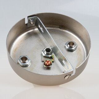 3-Loch Lampen Baldachin 100  25 mm Metall in Edelstahloptik mit Ringnippel 22 mm &ndash; fr Kettenaufhngung