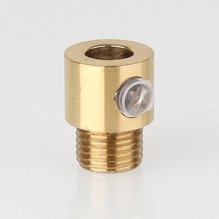 M10x1 Klemmnippel Zugentlastung aus Metall Messing poliert mit Auengewinde