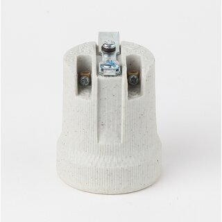 E27 Porzellan-Lampenfassung einteilig mit Erdungsanschluss und Befestigungsbgel &ndash; 250V/4A