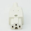 Heißgerätekupplung gerade weiß / elfenbein 250V/10A 3-polig mit Zugentlastung und Knickschutz