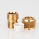 M10x1 Zugentlastung aus Metall Messing roh unbehandelt 3-teilig mit Außengewinde und Klemmeinsatz