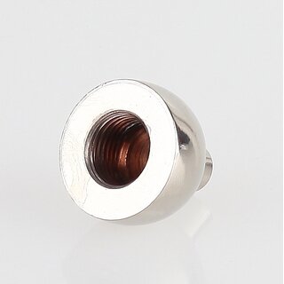 M10x1 Innengewinde Messing Abschluss-Knopf Kugelform mit Stahlseilfhrung, vernickelt, 19x18 mm