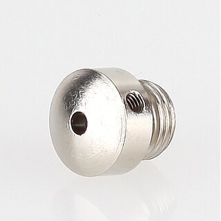 Messing Stahlseilhalter mit M3 Quergewinde, vernickelt, 13x12 mm, M10x1 Auengewinde