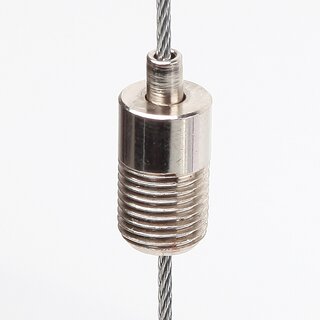 Messing Seilstopper, vernickelt, 10x17 mm, M10x1x10 mm Auengewinde