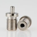 M8x1x10 mm Außengewinde Messing Seilstopper mit Bund und Befestigungsschlitz, vernickelt, 9x12 mm