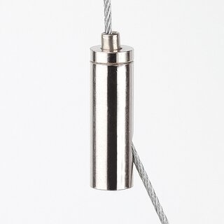 M5 Innengewinde Messing Seilstopper 9x29 mm mit seitlichem Ausgang, vernickelt