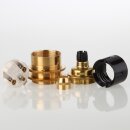 E27 Vintage Metall Lampenfassung Messing roh mit Klemmnippel Zugentlaster und 2 Schraubringe