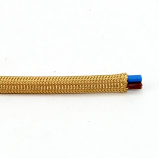 Textilkabel flach 2x0,75mm² gold.RAL1004 Lampenkabel Lampenleitung Leitung D0508