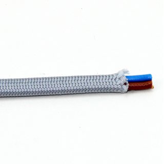 Textilkabel silber 2-adrig 2x0,75mm² Flachleitung