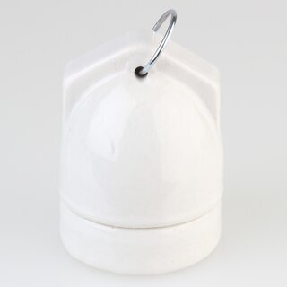 E27 Porzellan-Lampenfassung mit Ring-Aufhngung, seitlicher Kabeleinfhrung &ndash; glasiert, 250V/4A