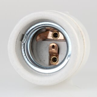E27 Porzellan-Lampenfassung mit Ring-Aufhngung, seitlicher Kabeleinfhrung &ndash; glasiert, 250V/4A