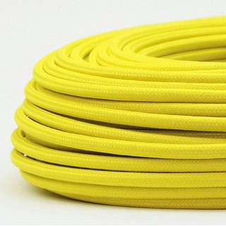 Textilkabel Stoffkabel neon gelb 3-adrig 3x0,75 Gummischlauchleitung 3G 0,75 H03VV-F textilummantelt