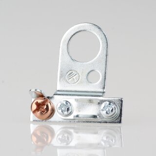 Zugentlaster für Lampen – Kabelaufhänger aus Metall, verzinkt, mit Erdungsschraube und FE-Schelle für 10er Rohr