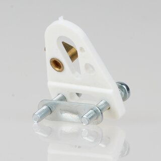 Zugentlaster fr Lampen &ndash; Kabelaufhnger aus Kunststoff, wei, KU-Aufhnger 24x32, mit Schelle, Schrauben und Nietbuchse