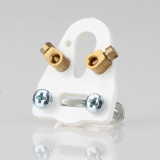 Zugentlaster für Lampen – Kabelaufhänger aus Kunststoff, weiß, KU-Aufhänger 24x32, mit Schelle, Schrauben und 2 Nietbuchsen