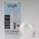 Sigor E14 LED Filament Tropfenlampe matt 4,5W (40W) 2700K...