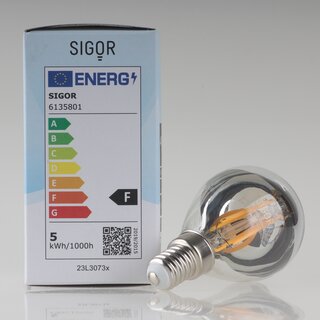 Sigor E14 LED Filament Kopfspiegellampe silber 4,5W (35W) 2700K warmwei 400lm dimmbar