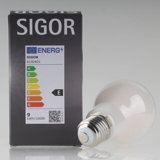 Sigor E27 LED Filament Leuchtmittel opal 9W=(75W) 220-240V 1055 lm 2700K warmwei dimmbar