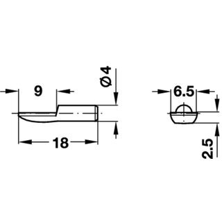 Hfele Bodentrger fr Holzbden zum Einstecken in 4mm Bohrloch Stahl vernickelt