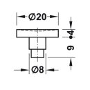 Häfele Glasbodenträger H2047 Durchmesser 20mm für Glastische (20 Stück)
