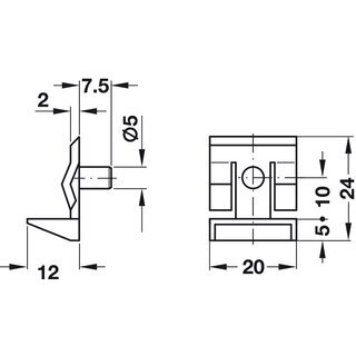 Hfele Bodentrger KU braun zum Einstecken in 5mm Bohrloch mit Einrastsicherung fr Glasbden
