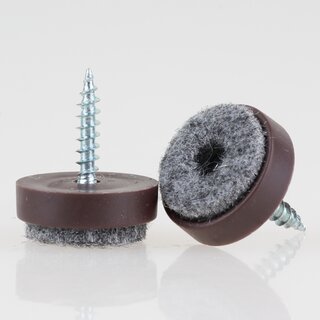 Filzgleiter 20 mm braun mit Schraube fr Holzsthle ( Metallgehuse)