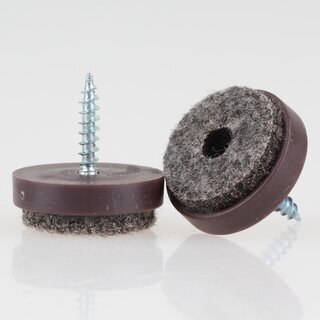 Filzgleiter 24 mm Kunststoff braun mit Schraube fr Holzsthle