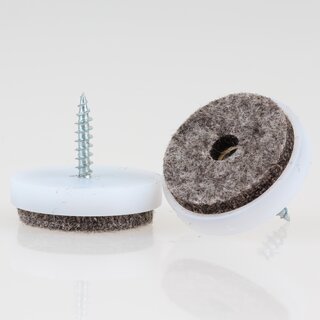 Filzgleiter 28 mm Kunststoff wei mit Schraube fr Holzsthle
