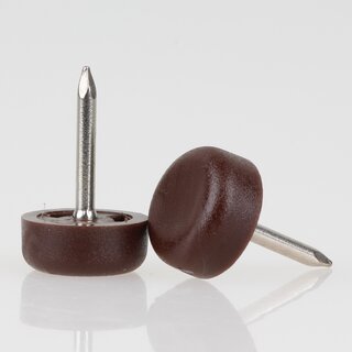 Mbelgleiter 13 mm Kunststoff braun rund mit Nagel &ndash; Bodenschoner
