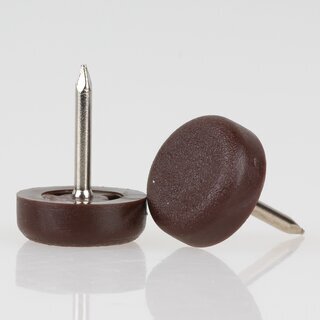 Mbelgleiter 15 mm Kunststoff braun rund mit Nagel zum Einschlagen