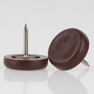 Mbelgleiter 20 mm Kunststoff braun rund mit Nagel &ndash; Bodenschoner