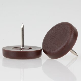 Mbelgleiter 25 mm Kunststoff braun rund mit Nagel zum Einschlagen