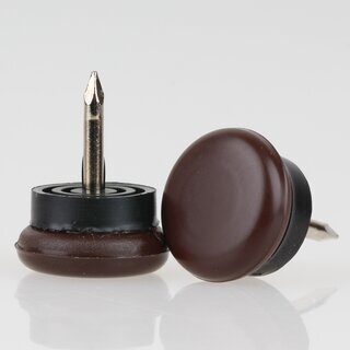 Mbelgleiter 18 mm Kunststoff braun rund mit beweglichem Nagel