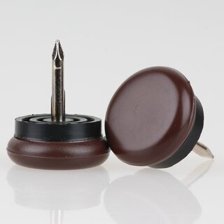 Mbelgleiter 20 mm Kunststoff braun rund mit beweglichem Nagel