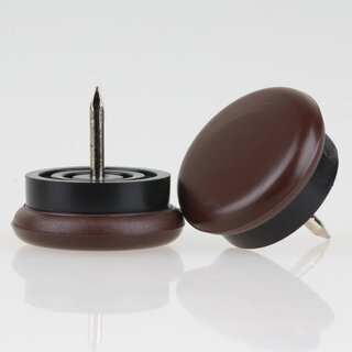 Mbelgleiter 26 mm Kunststoff braun rund mit beweglichem Nagel