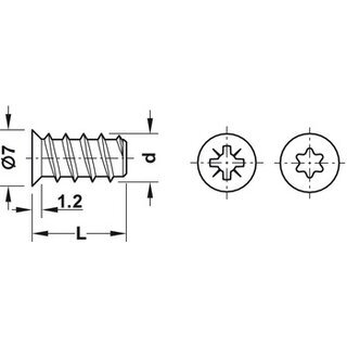 Hfele Euroschraube Varianta mit Senkkopf fr 5mm Bohrung Lnge 13,5mm