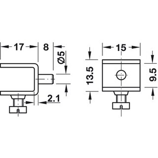 Hfele Bodentrger fr 8&ndash;9 mm Glasbden mit Sicherungsschraube Stahl vernickelt
