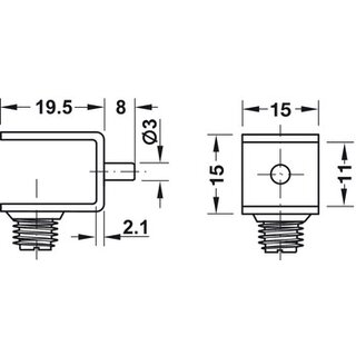 Hfele Bodentrger 6&ndash;10mm Glasbden 3mm Bohrloch mit Sicherungsschraube