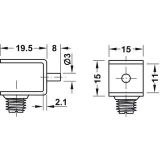 Hfele Bodentrger fr 6-10 mm Glasbden mit Sicherungsschraube zum Einstecken