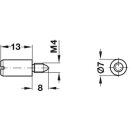 Häfele Bodenträger für Holzböden Stahl vernickelt zum Eindrehen in 5 mm Spreizmuffe mit M4 Gewinde