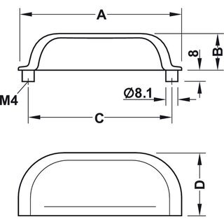Hfele Muschelgriff Schalengriff 78x29mm Bronze matt Lochabstand 64mm