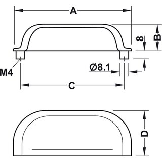 Hfele Muschelgriff Schalengriff 109x32mm Nickel gebrstet Lochabstand 96mm