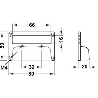 Hfele Mbelgriff Etikettengriff 80x50mm vernickelt poliert &ndash; Griff mit Beschriftungsrahmen
