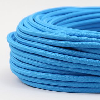 Textilkabel Stoffkabel hellblau 3-adrig 3x0,75 Gummischlauchleitung 3G 0,75 H03VV-F textilummantelt