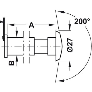 Hfele Trspion Messing matt vernickelt 14 mm mit Klappe 200 Sichtwinkel fr Trstrken 35&ndash;55 mm