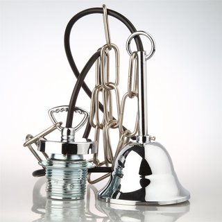 E27 Lampen Kettenpendel verchromt 1m lang mit Metall Baldachin Tulpenform