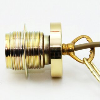 E27 Lampen-Kettenpendel messing poliert &ndash; 1 Meter mit Premium-Metallfassung, Baldachin & Kette