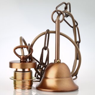 E27 Lampen-Kettenpendel antik fumé – 1 Meter mit Premium Metallfassung, Baldachin & Kette