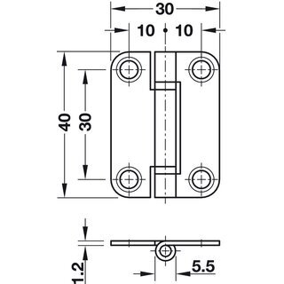 Hfele Aufschraubband Scharnier fr Faltschiebetren 40x30mm vernickelt