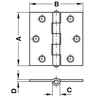 Hfele Scharnier gerollt 63x63mm verzinkt mit losem Stift